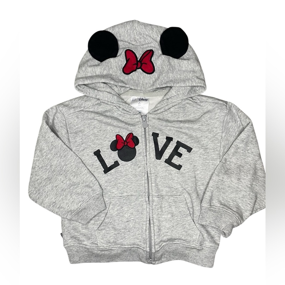 Baby Gap/Disney Collab Gray Minnie Mouse Girls Hoodie-Size 4T/4